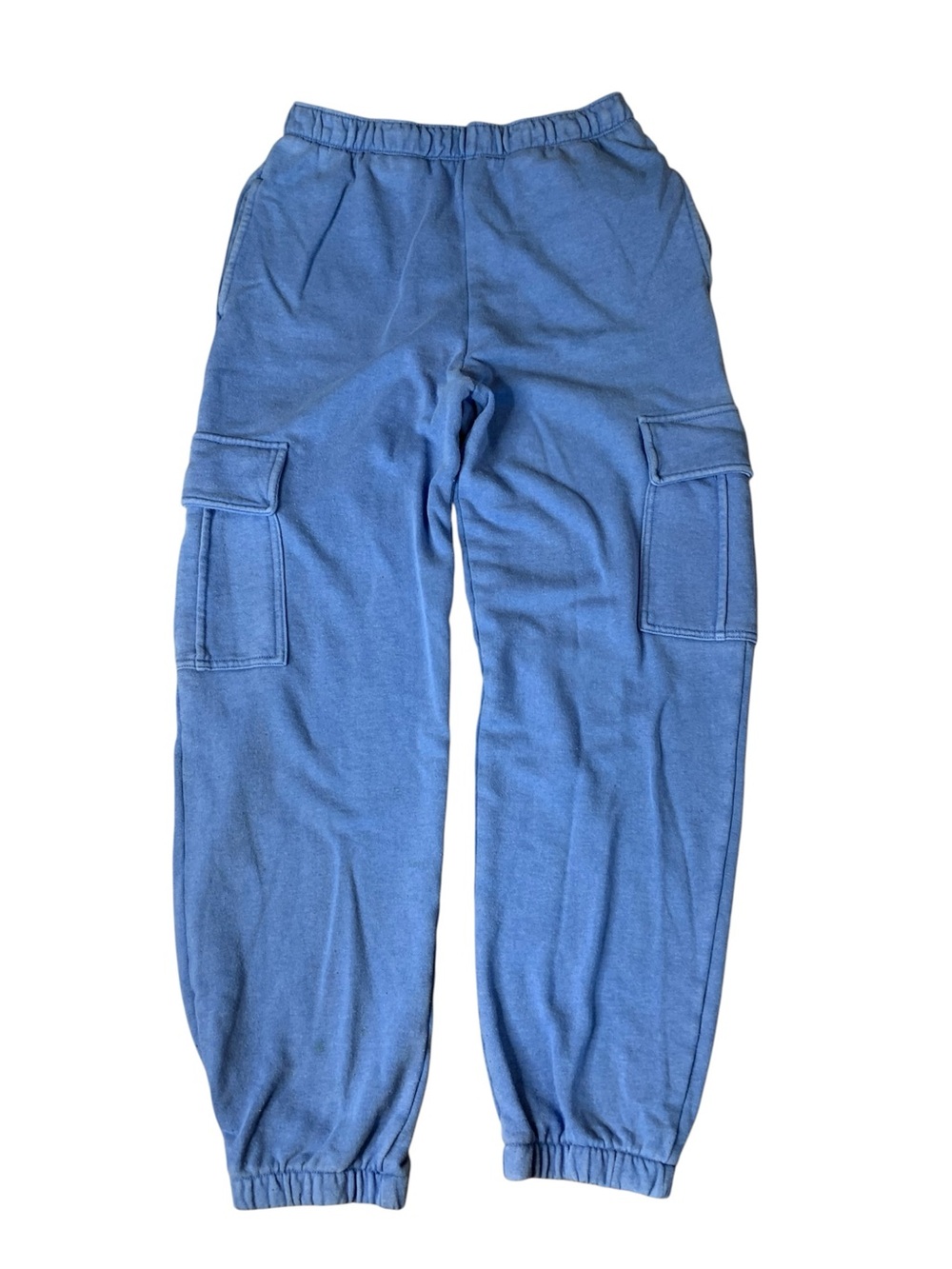 American Eagle Fleece Cargo Joggers Blue Size Small High Waisted Sweats